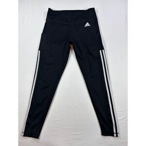 Adidas AEROREADY Primegreen Black 3 Stripe Leggings Womens Large Pocket Workout